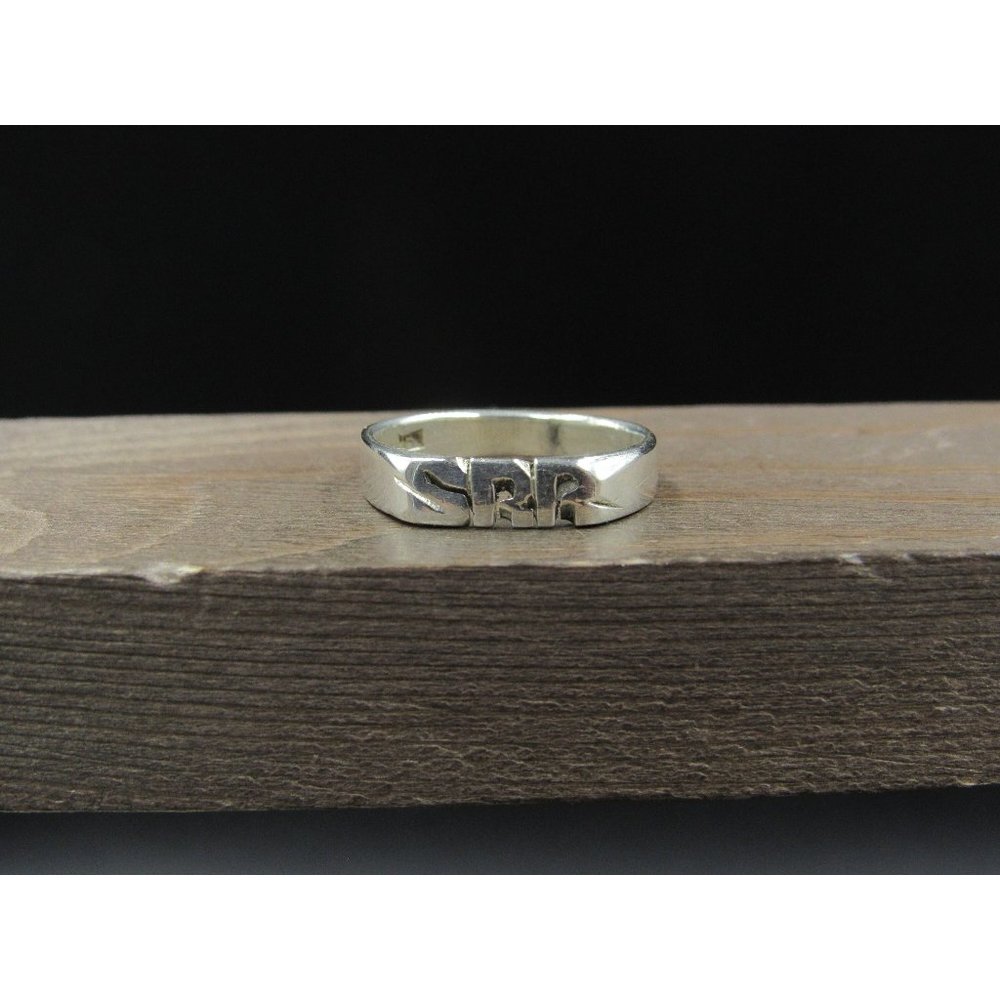 Size 9 Sterling Silver SRR Initials Band Ring Vintage Statement Engagement